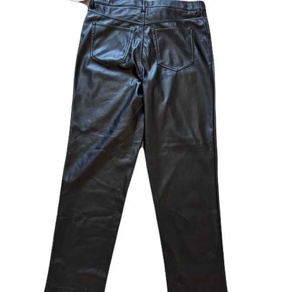 NWT Women's Joie Black Straight Trouser Pant Classic Style Vegan Leather Size 8 - Picture 2 of 5
